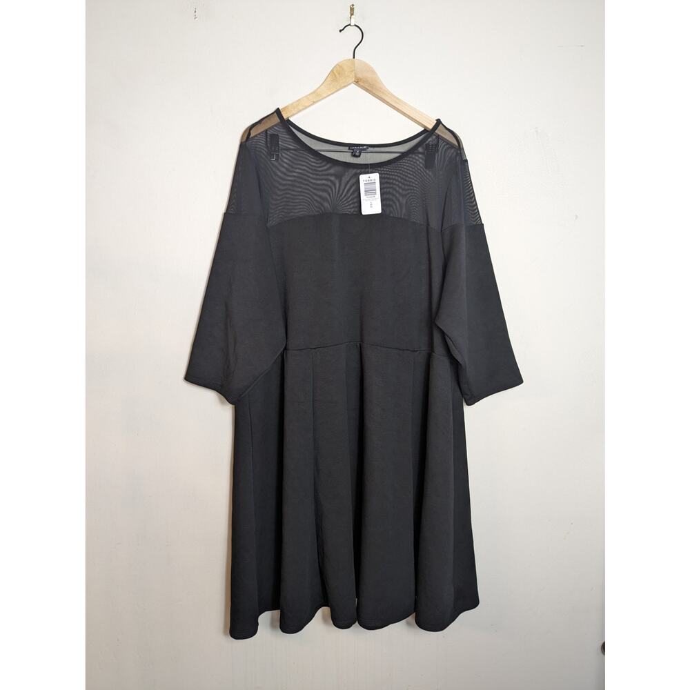 NWT Torrid Black Cupro and Mesh Skater Mini Dress - Picture 2 of 7